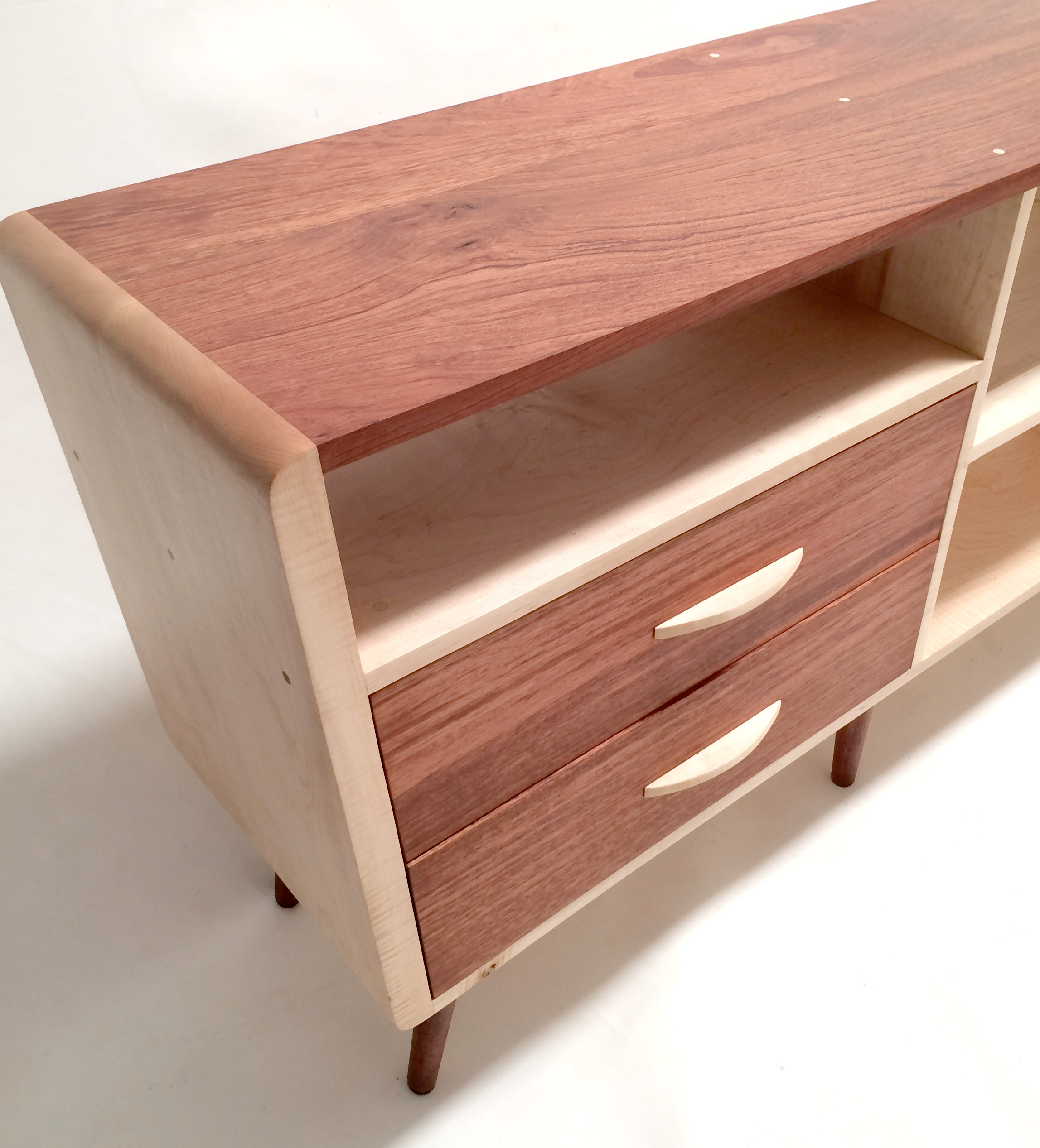 Bubinga and Maple Credenza / Media Console – Mid Century Modern 
